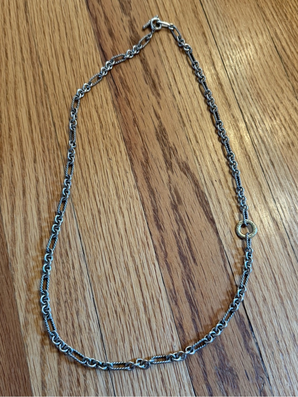 Rare - David Yurman Two-Tone Double Strand Necklace with Gold Ring - Picture 4 of 4